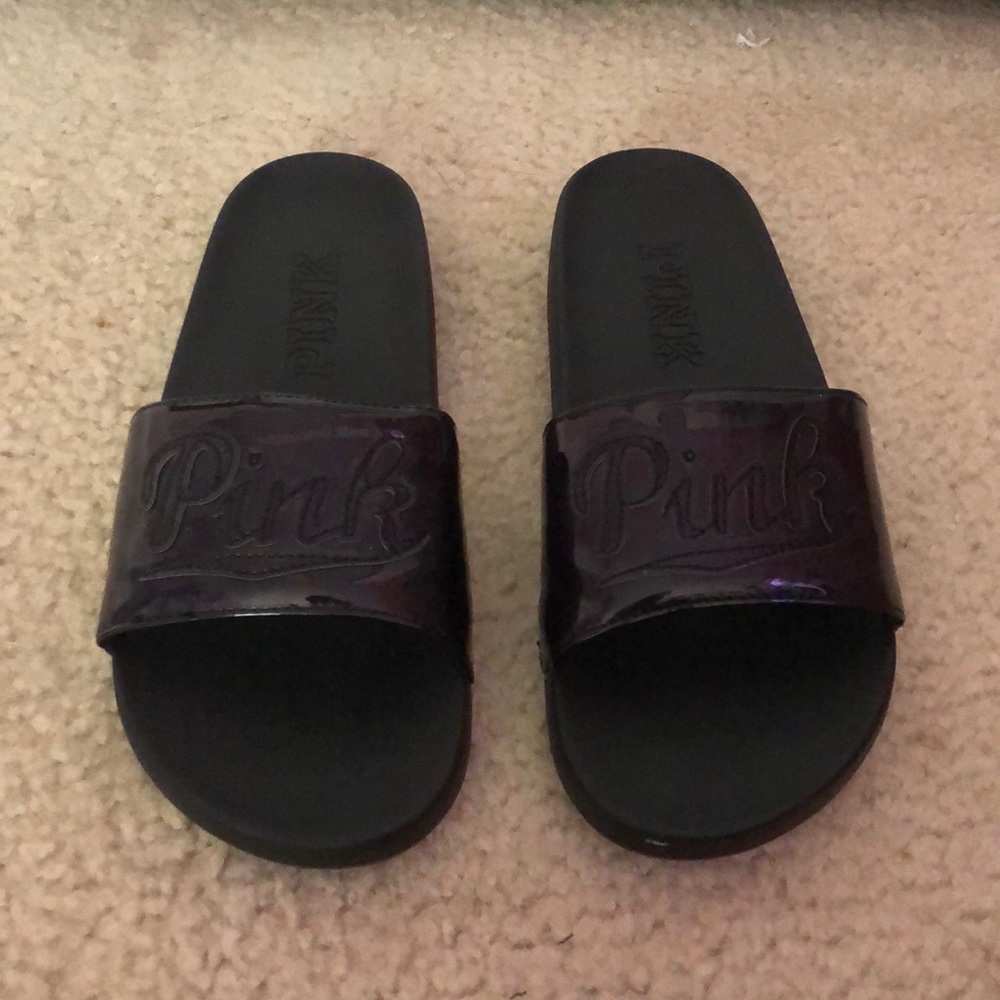All Black ‘PINK’ Slides